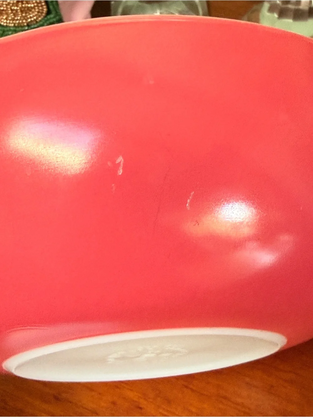 Vintage Pyrex Serving Bowl in Pink and White